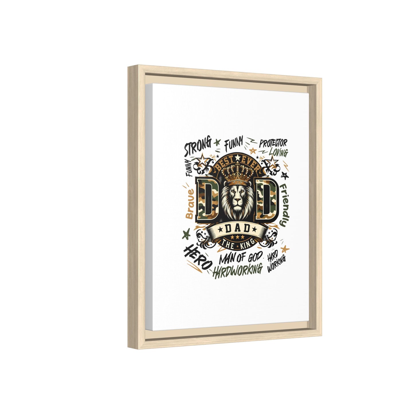 Framed Matte Canvas 'Best Ever DAD' Wall Art – Lion King Design, Father’s Day Gift