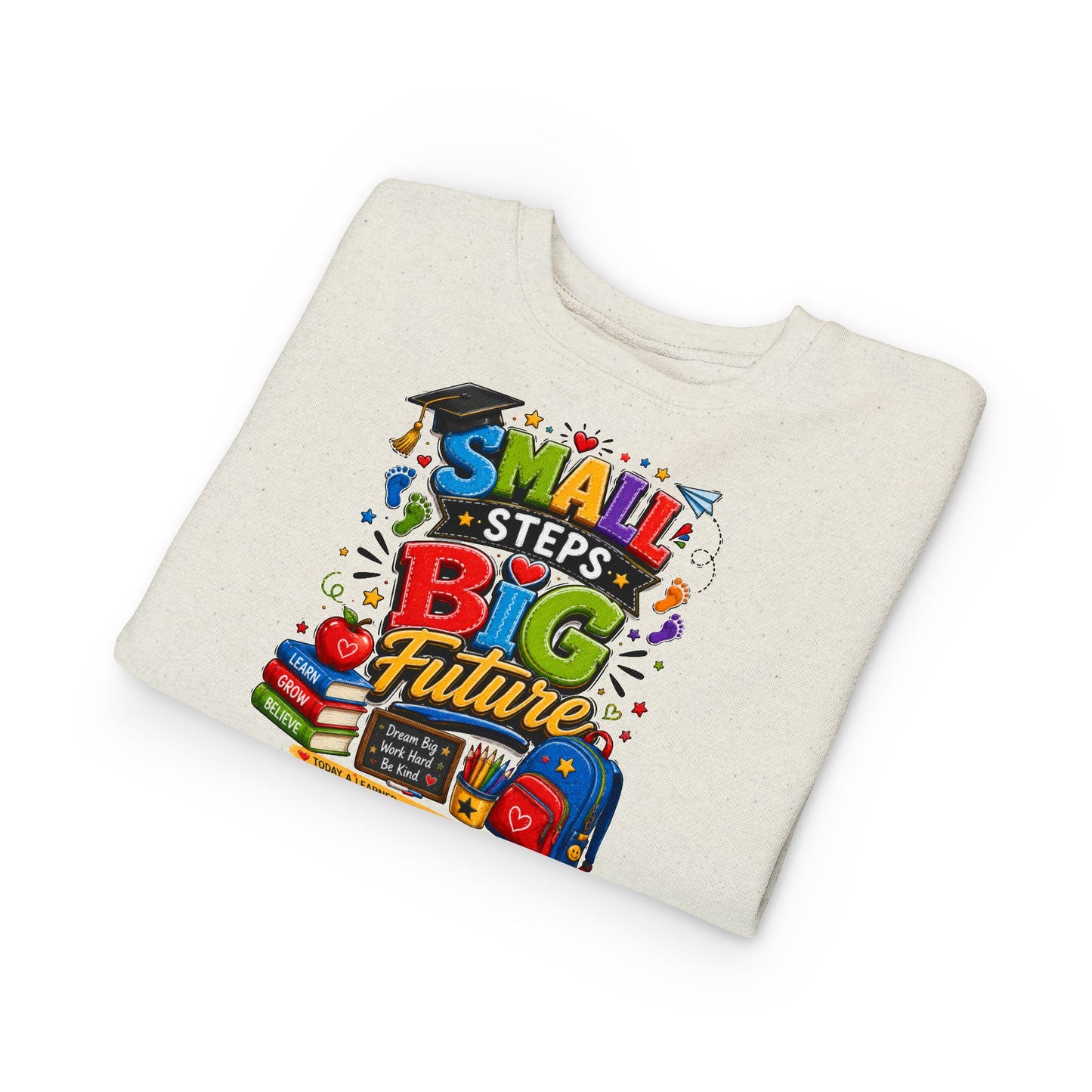 Toddler Sweatshirt - "Small Steps Big Future" Back-to-School Kids Crewneck