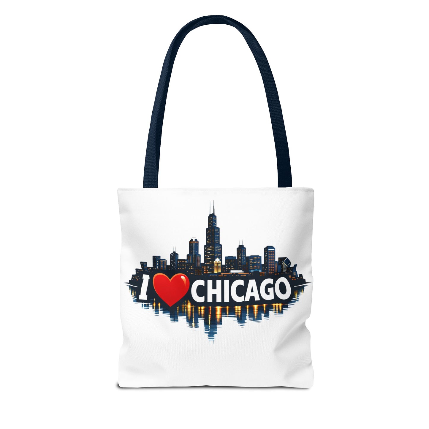 I  Chicago Skyline Tote Bag — Cityscape Reversible All-Over Print Tote