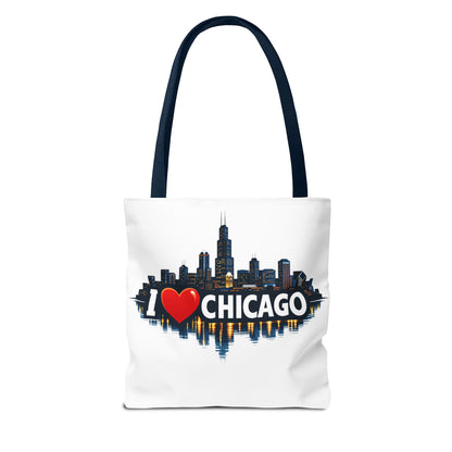 I  Chicago Skyline Tote Bag — Cityscape Reversible All-Over Print Tote