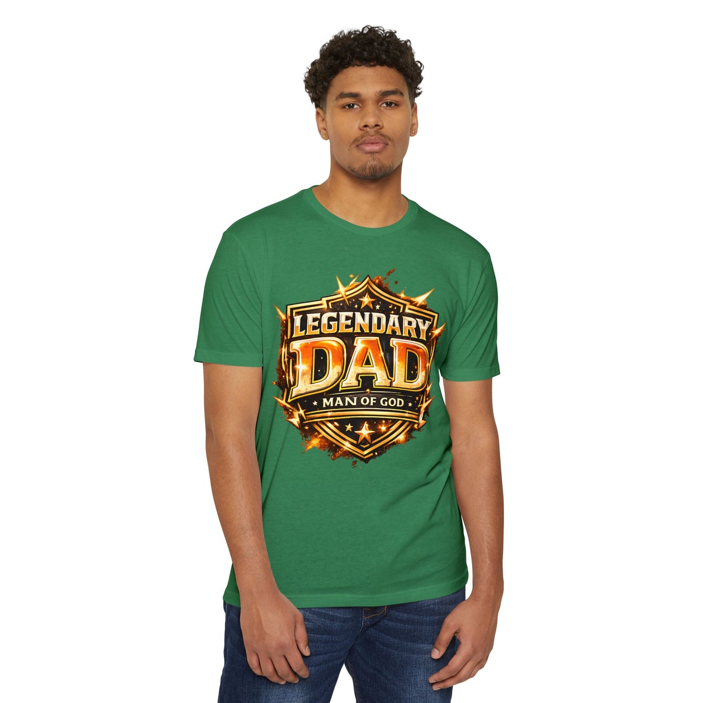 Legendary Dad T-Shirt – "Man of God" Shield Design