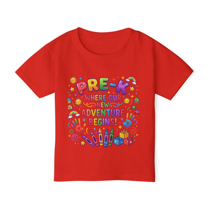 Toddler T‑Shirt — "Pre-K: Where Our New Adventure Begins!" Colorful Back-to-School Tee