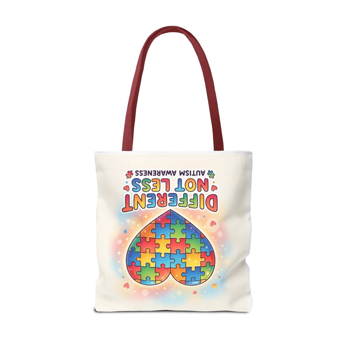 Autism Awareness Tote Bag — "Different Not Less" Puzzle Heart Design
