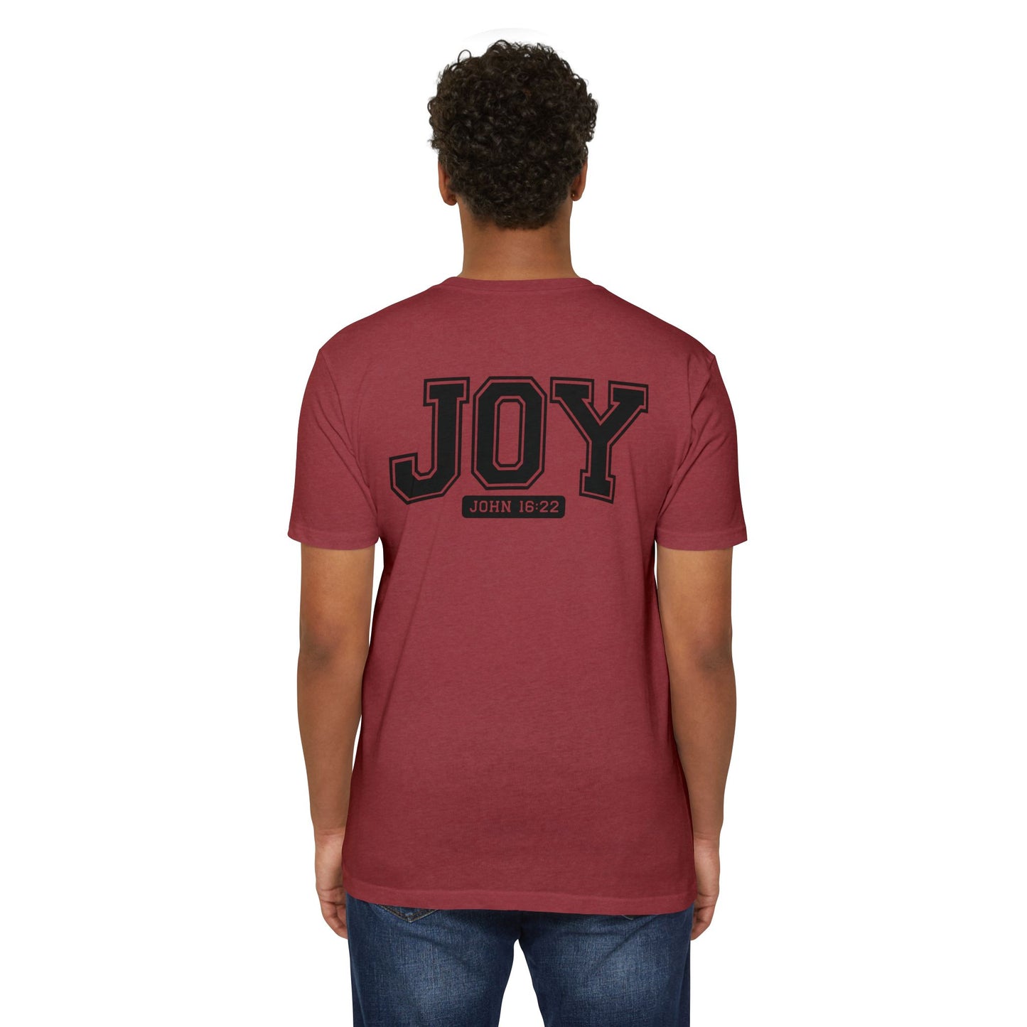 Joy T-Shirt – Christian Scripture John 16:22 College-Style Tee