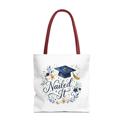 Graduation Tote Bag "Nailed It" – Cap & Diploma Celebration Tote