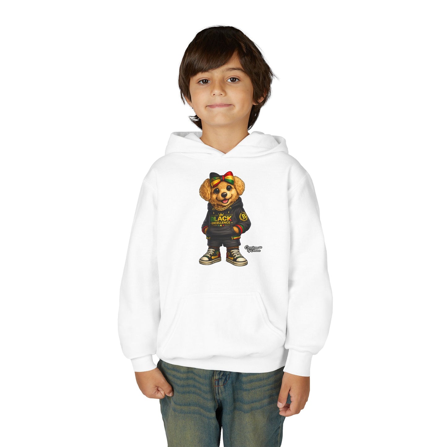 Youth Hoodie — Black Excellence Bear Graphic Sweatshirt (Kids)