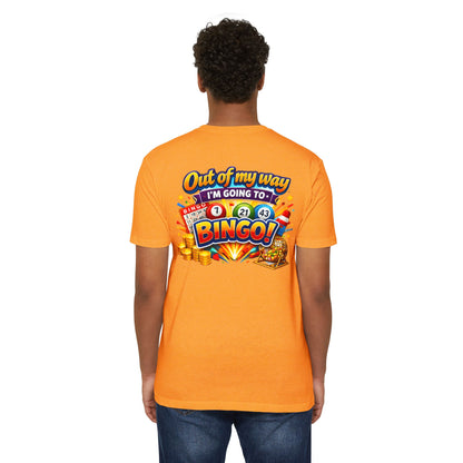 Bingo Enthusiast T-Shirt — "Out of My Way I'm Going to Bingo!" Graphic Tee