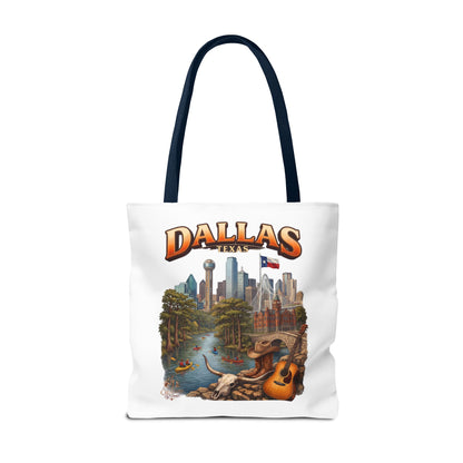 Dallas Texas Scenic Tote Bag – City Skyline & Guitar Souvenir Tote