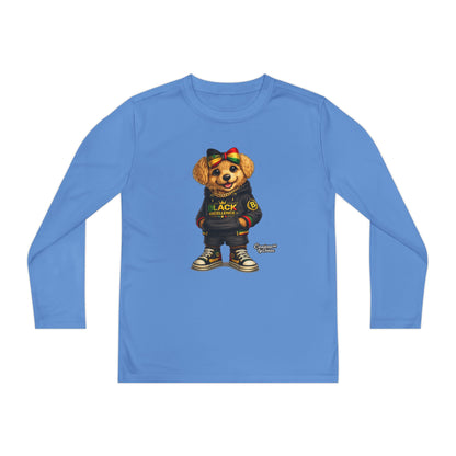 Youth Long Sleeve Tee — Trendy Bear Graphic "Black Excellence"