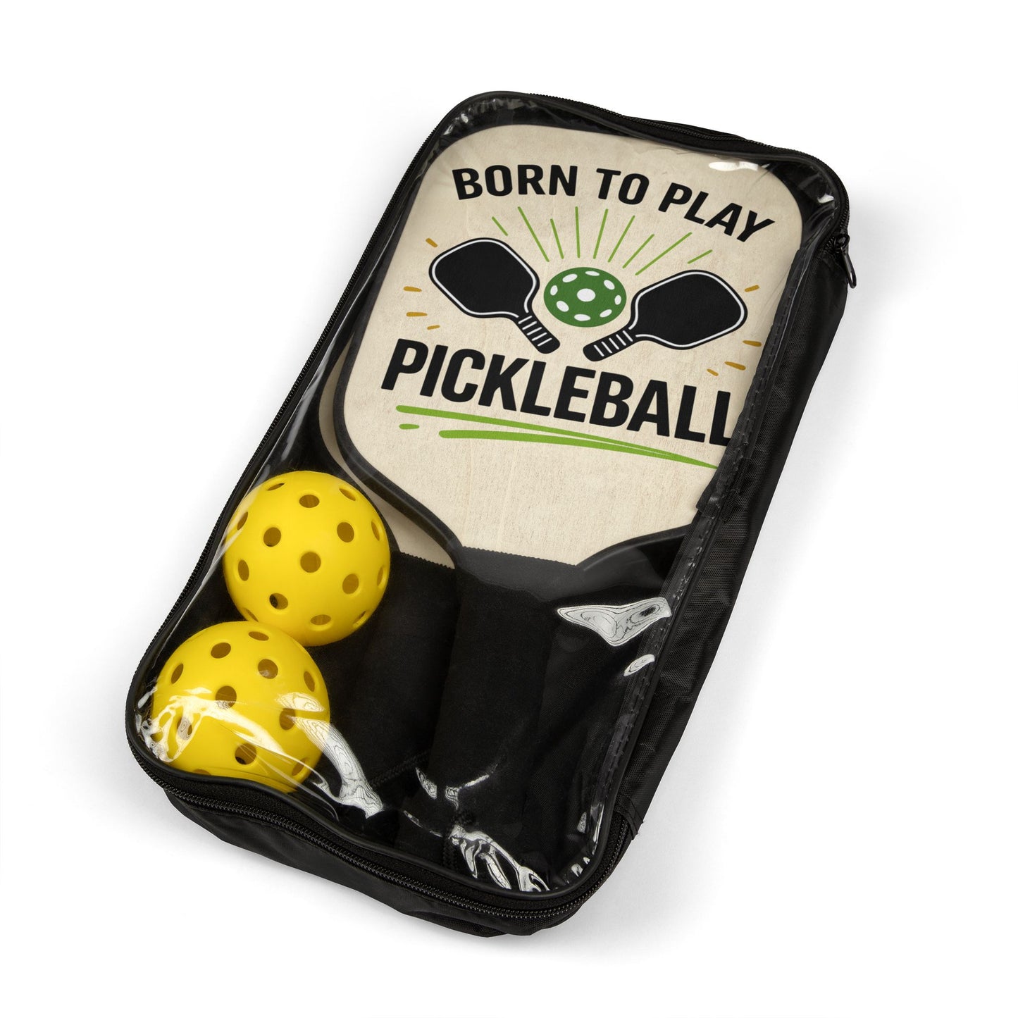 Pickleball Paddle Set — "Born to Play Pickleball" 2-Pack with Balls