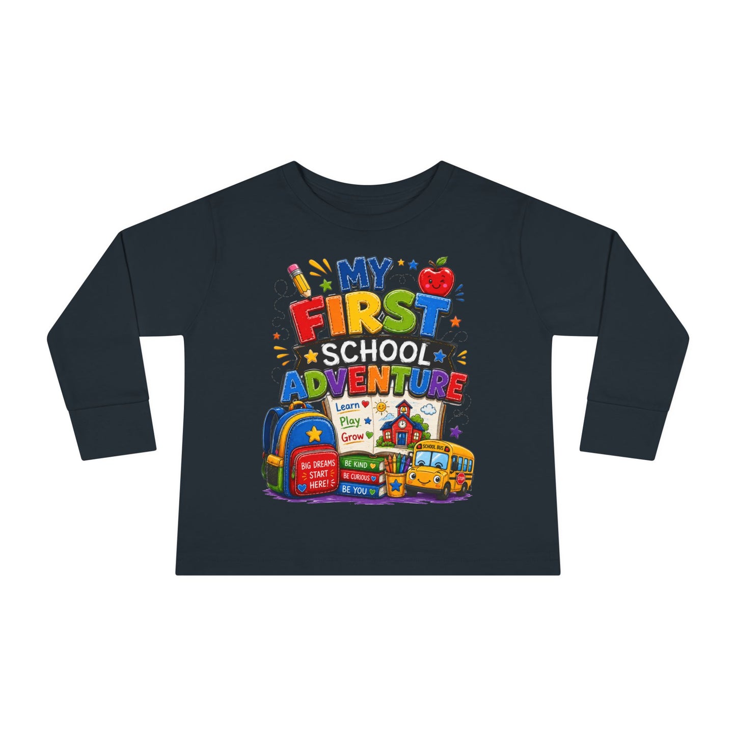 My First School Adventure Toddler Long Sleeve Tee