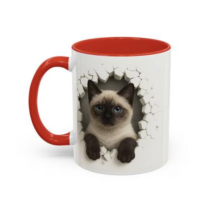 Siamese Cat Peeking Accent Coffee Mug (11/15oz)