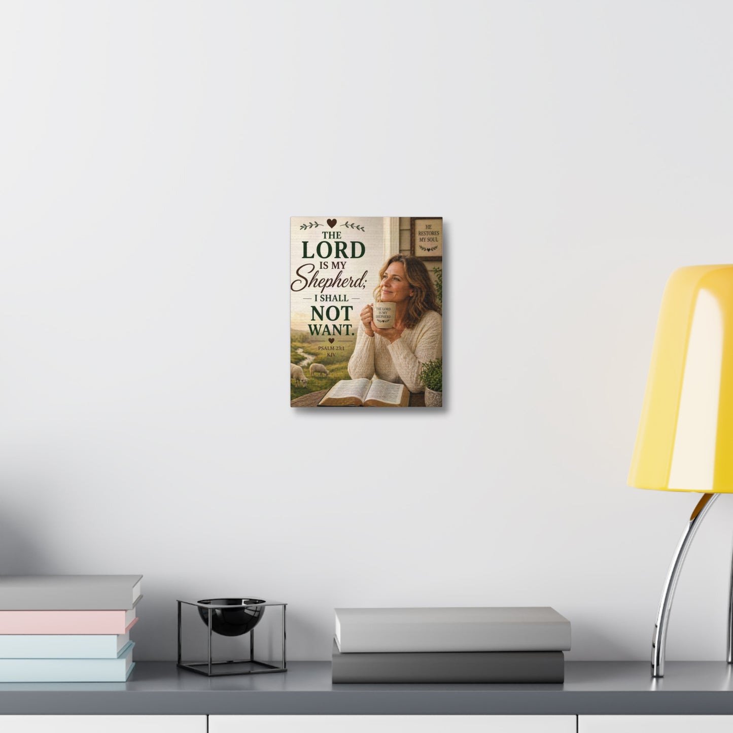Stretched Canvas - "The Lord Is My Shepherd" Psalm 23:1 Inspirational Christian Wall Art