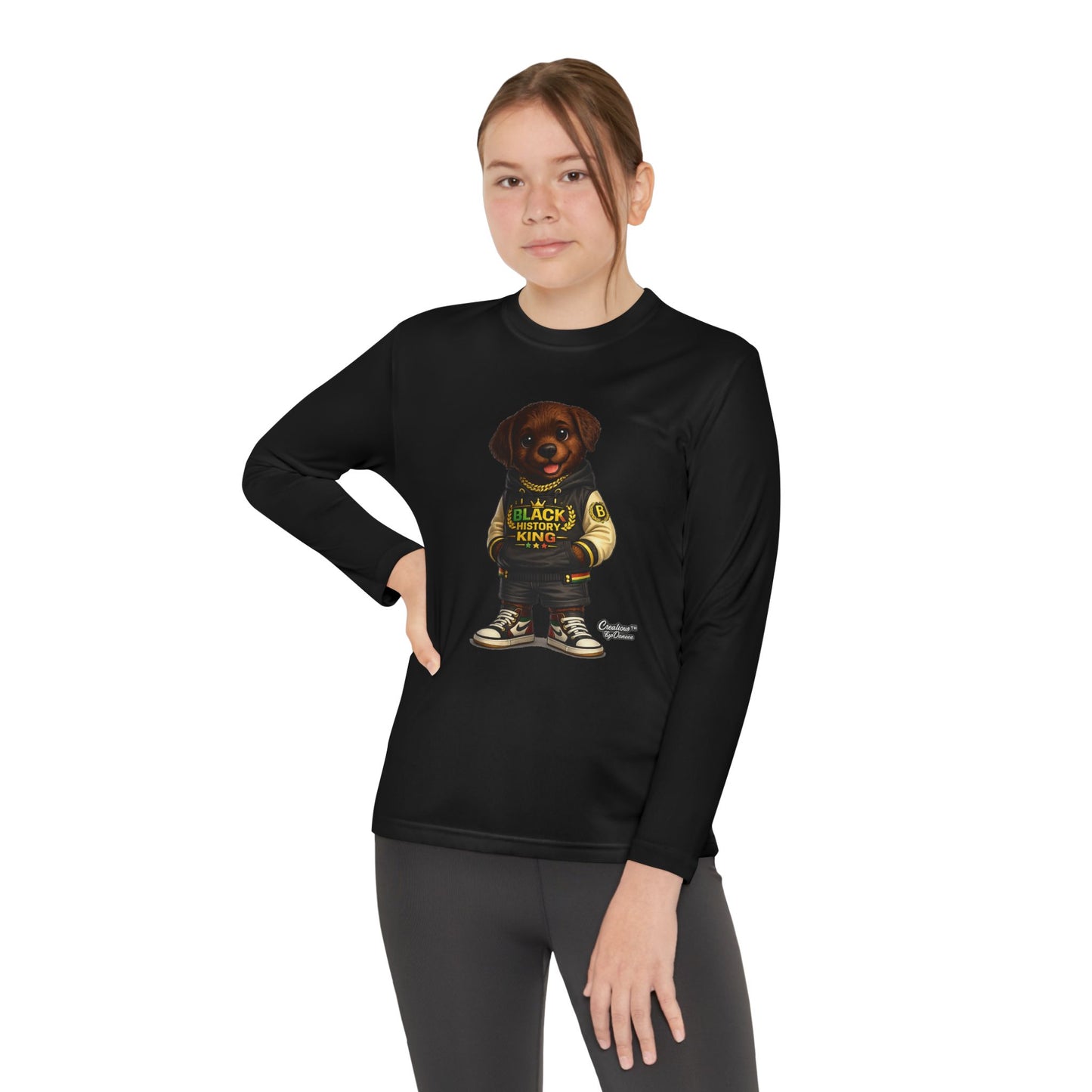 Youth Long Sleeve Tee — 'Lil Black Lab' Cute Puppy Graphic Shirt