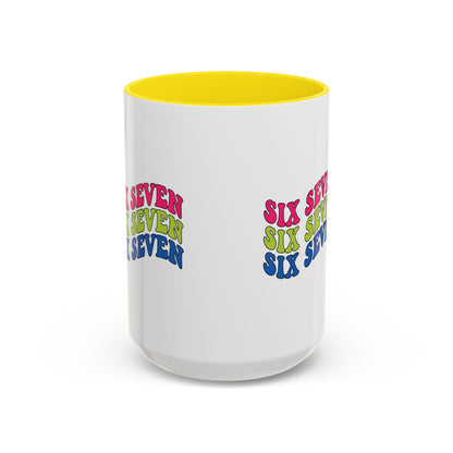 Six Seven Retro Accent Coffee Mug — Colorful 11/15oz Ceramic Tea Cup