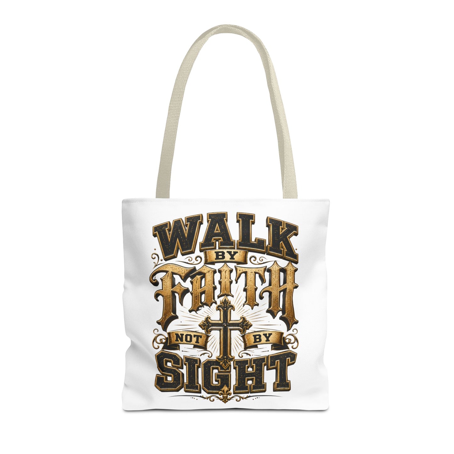 Walk by Faith Tote Bag — Christian Inspirational Cross Tote