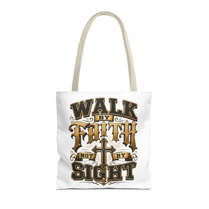 Walk by Faith Tote Bag — Christian Inspirational Cross Tote