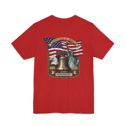 Liberty 250th Anniversary T-Shirt — American Flag, Liberty Bell & Statue of Liberty Tee