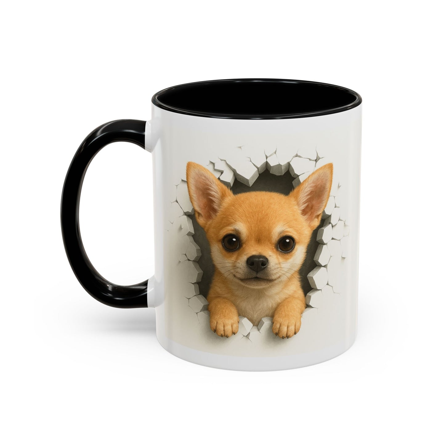 Chihuahua Peek-A-Boo Accent Coffee Mug – Cute Dog Lover Gift (11/15 oz)