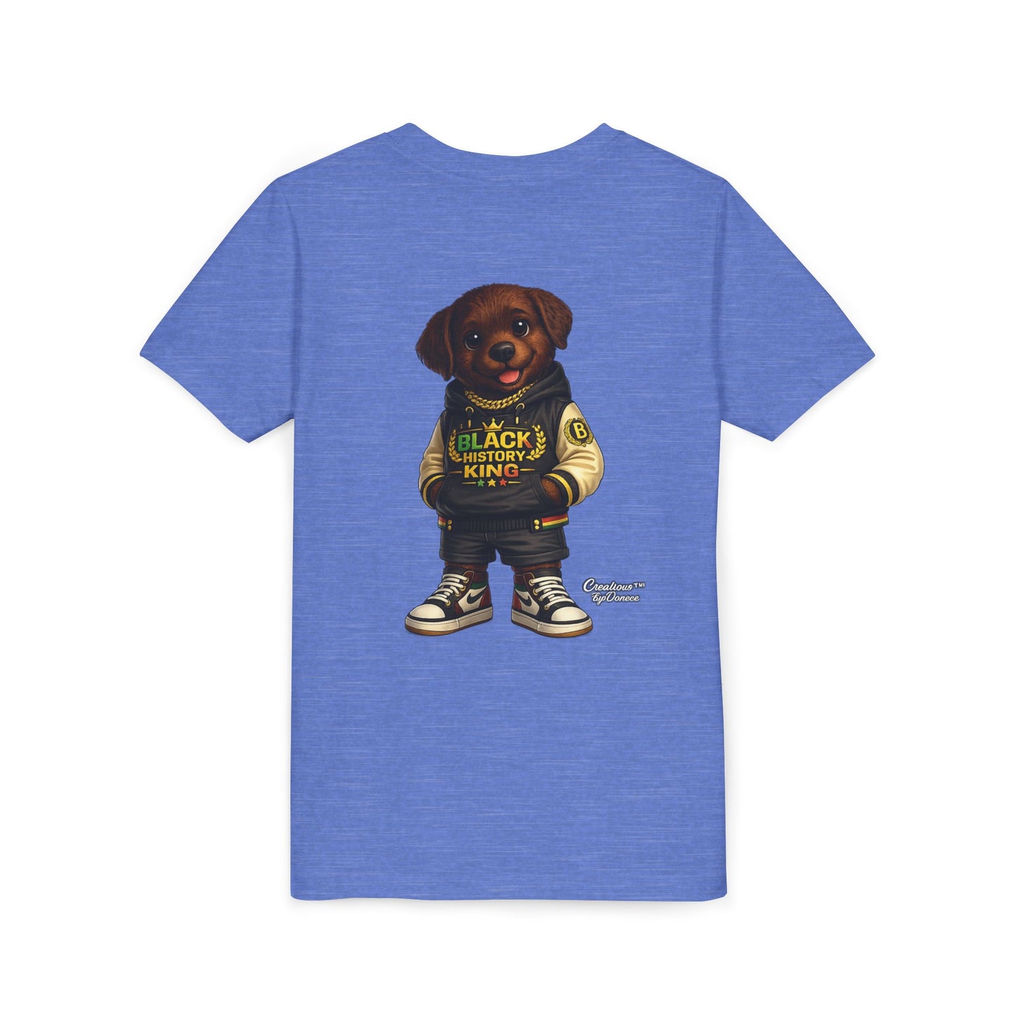 Youth Tee — 'Black History King' Puppy Graphic Shirt