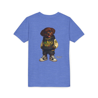 Youth Tee — 'Black History King' Puppy Graphic Shirt