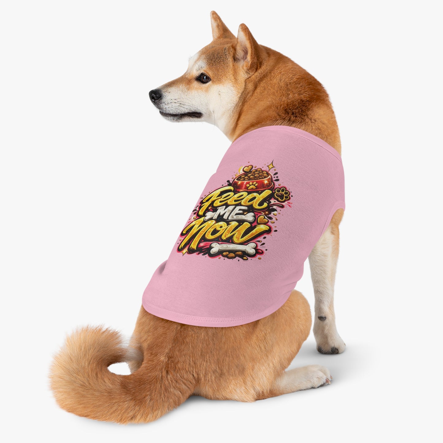 Dog Tank Top - "Feed Me Now" Funny Pet Feeding Shirt
