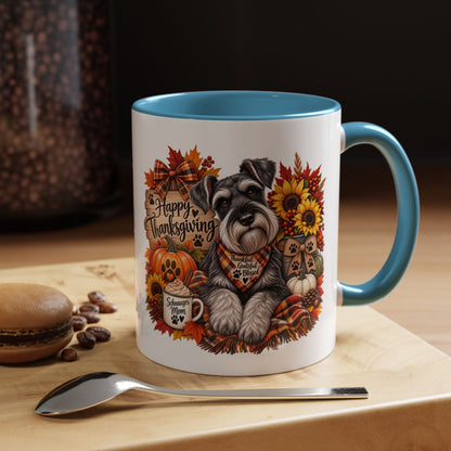Thanksgiving Schnauzer Coffee Mug — 'Happy Thanksgiving' Autumn Dog Mug (11/15oz)
