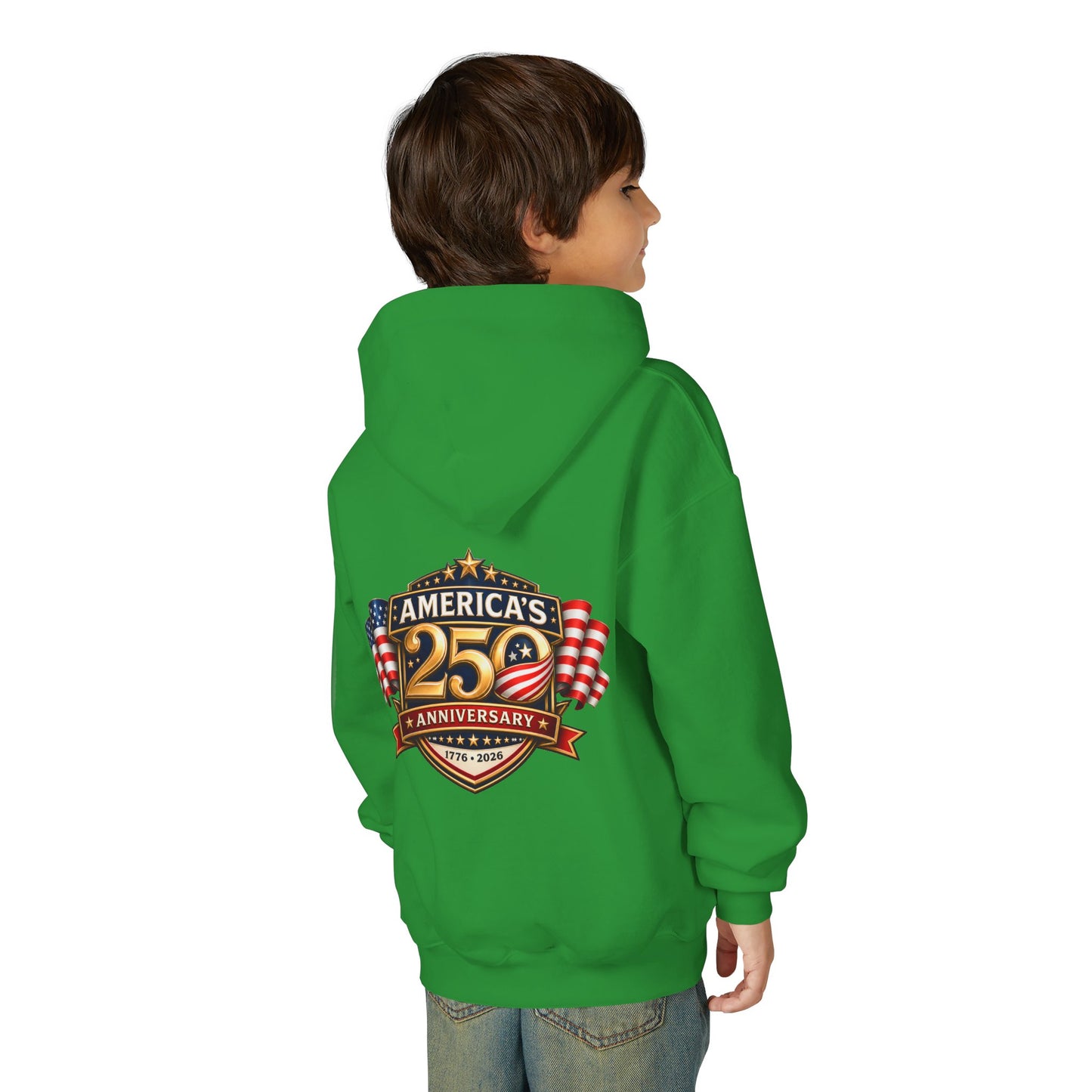 Youth Hoodie — "America's 250th Anniversary" Patriotic 1776-2026 Celebration Design