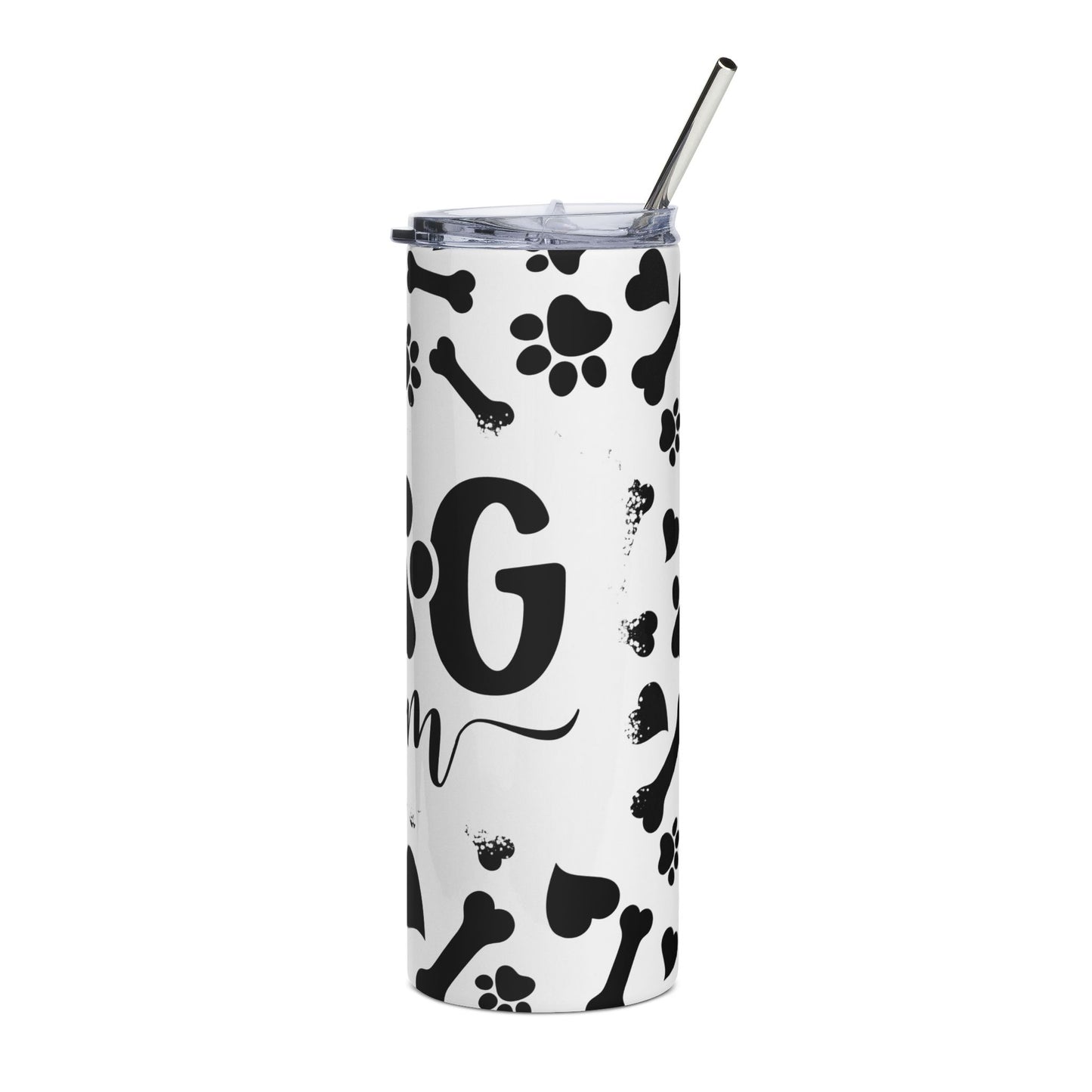 Dog Mom 20oz Stainless Steel Tumbler — Paw Print & Bone Travel Cup
