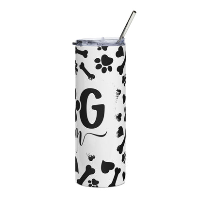 Dog Mom 20oz Stainless Steel Tumbler — Paw Print & Bone Travel Cup