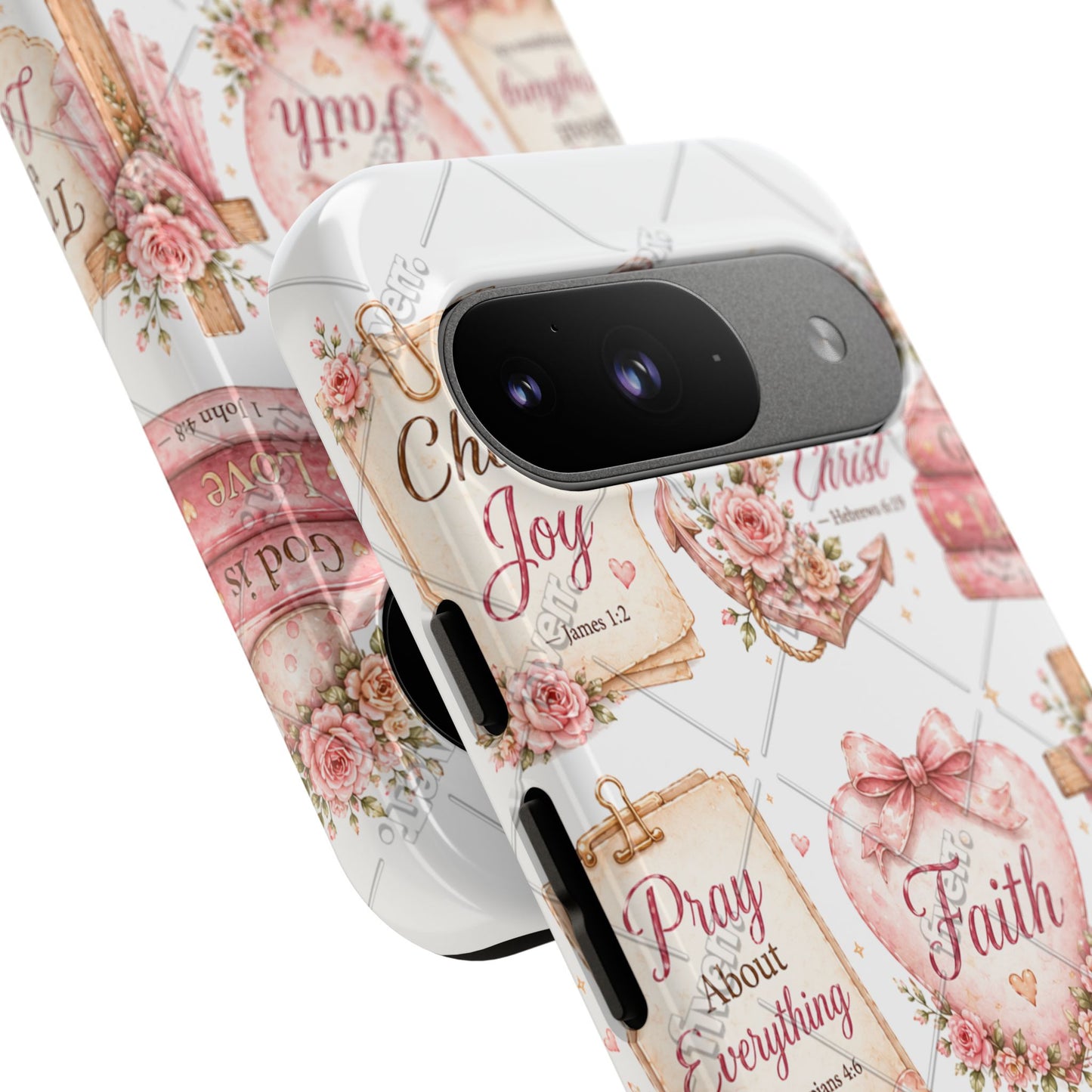 Faith Floral Phone Case – Christian Inspirational Scripture iPhone Cover (Choose Joy, Pray, Faith)
