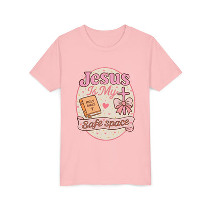 Youth Tee — "Jesus Is My Safe Space" Christian Kids T-Shirt
