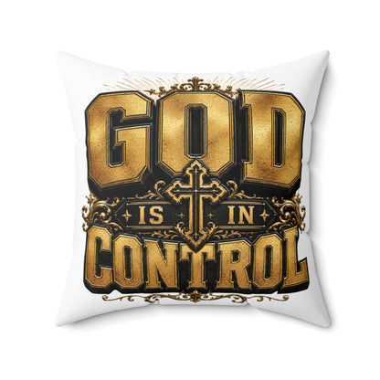 God Is In Control Decorative Pillow — Faith Christian Square Throw Pillow