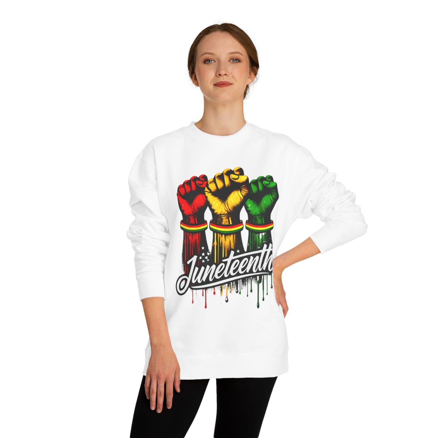 Juneteenth Fist Sweatshirt – Black Power Red Yellow Green Pride Crewneck