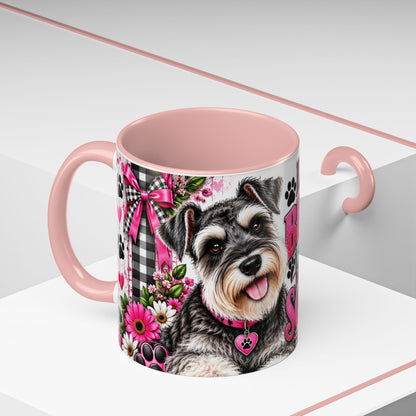 Life Is Better With A Miniature Schnauzer Accent Coffee Mug — Pink Paw Print Dog Lover Gift (11/15oz)