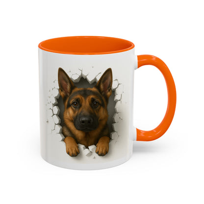 German Shepherd Coffee Mug — "Peek-a-Buddy" Accent Dog Mug (11/15oz)