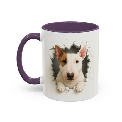 Bull Terrier Coffee Mug — Cute Dog Peeking Accent Mug (11/15oz)