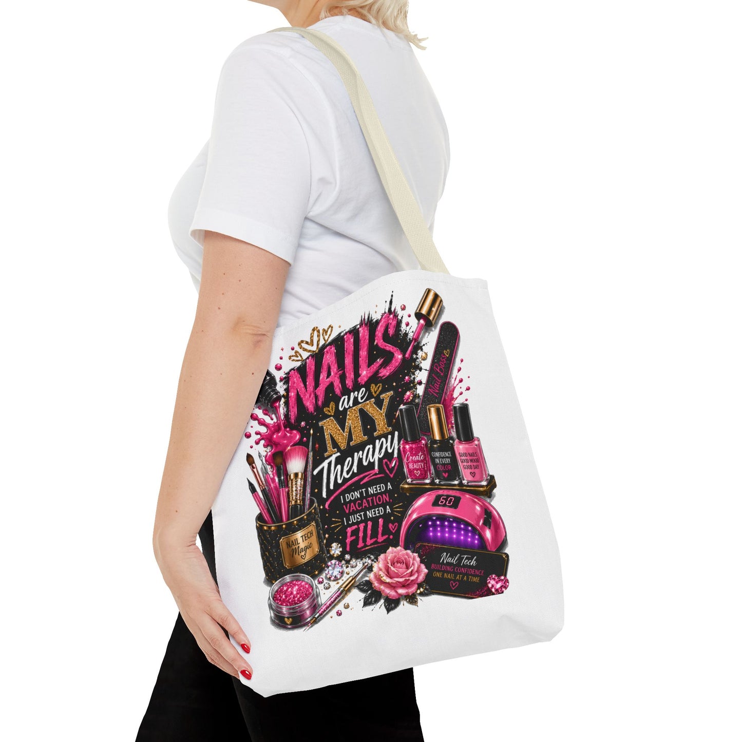 Nails Are My Therapy Tote Bag — Nail Tech Cosmetic Makeup Salon Gift