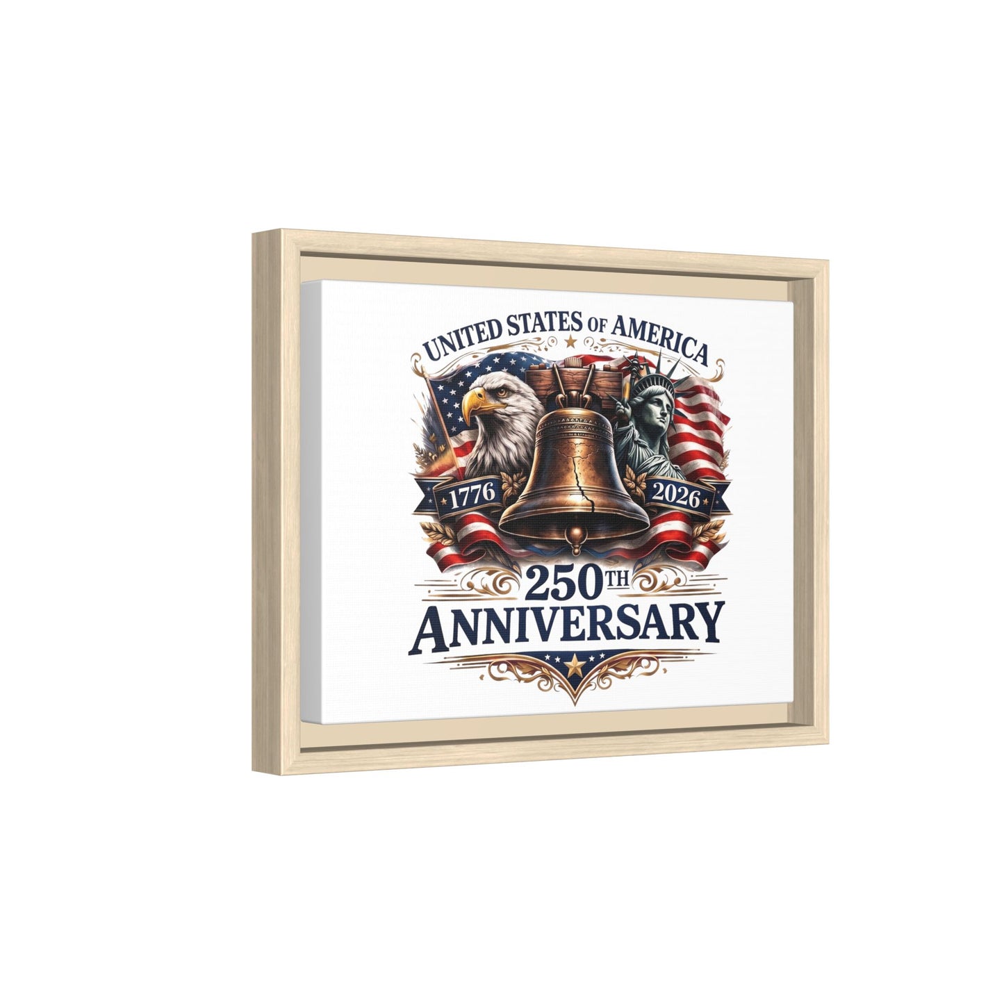 250th Anniversary Framed Canvas - United States of America Patriotic Liberty Bell Print