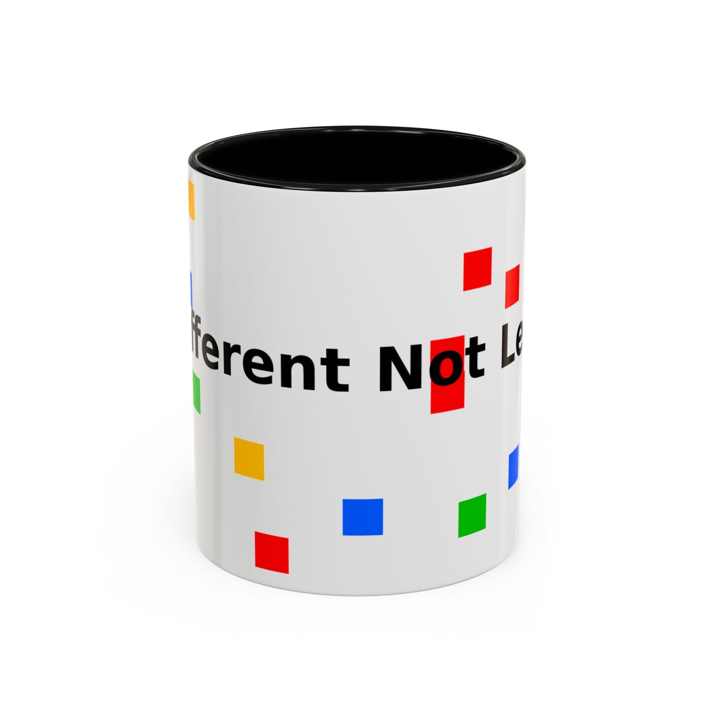 Accent Coffee Mug — 'Different Not Less' Pride-Inclusive Color Block Design (11/15oz)