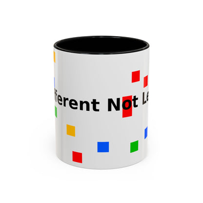Accent Coffee Mug — 'Different Not Less' Pride-Inclusive Color Block Design (11/15oz)