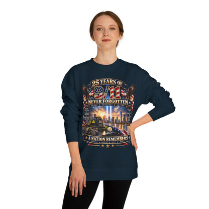 9/11 Memorial Sweatshirt — "25 Years of 9/11 Never Forgotten" Tribute Crewneck