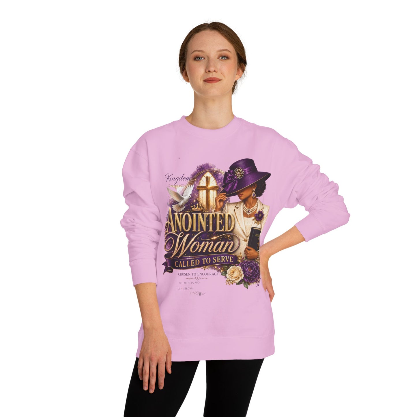 Anointed Woman Crewneck Sweatshirt — Called to Serve Gospel Graphic