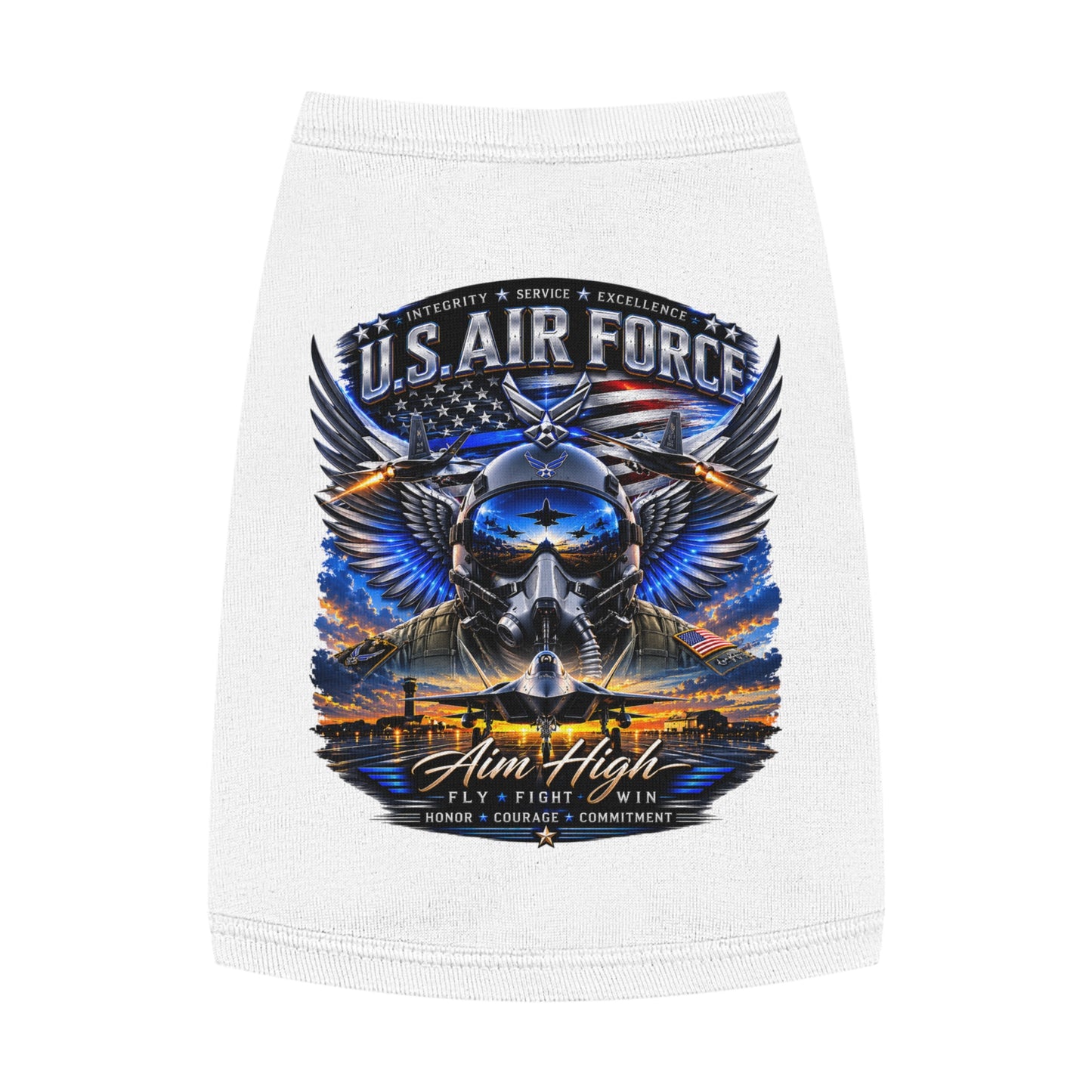 U.S. Air Force Pet Tank Top - "Aim High" Military Pilot Dog Shirt