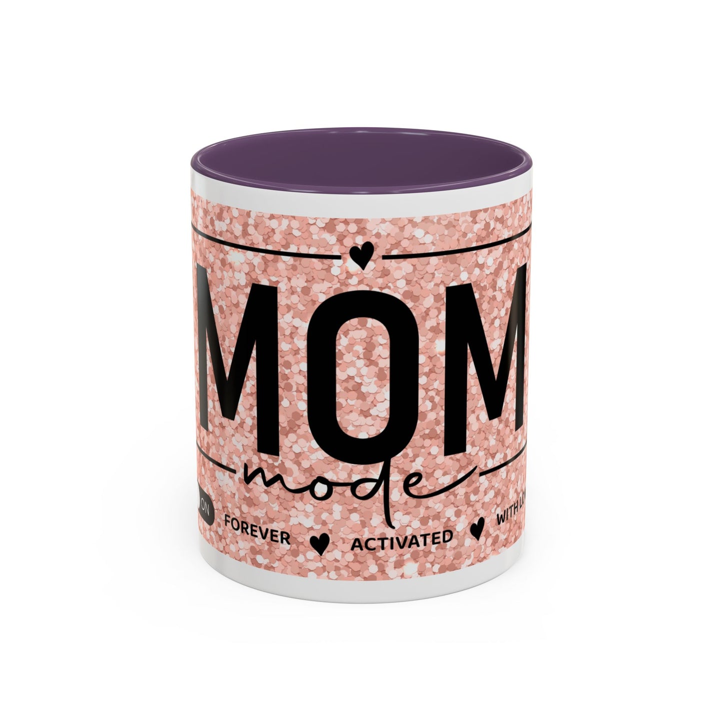 Mom Mode Glitter Accent Coffee Mug – 'Mom Mode' Rose Gold Sparkle (11/15oz)