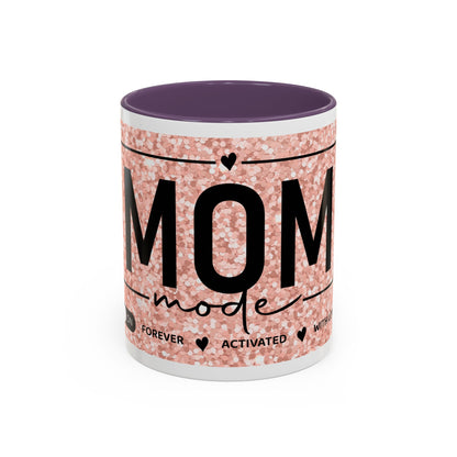 Mom Mode Glitter Accent Coffee Mug – 'Mom Mode' Rose Gold Sparkle (11/15oz)