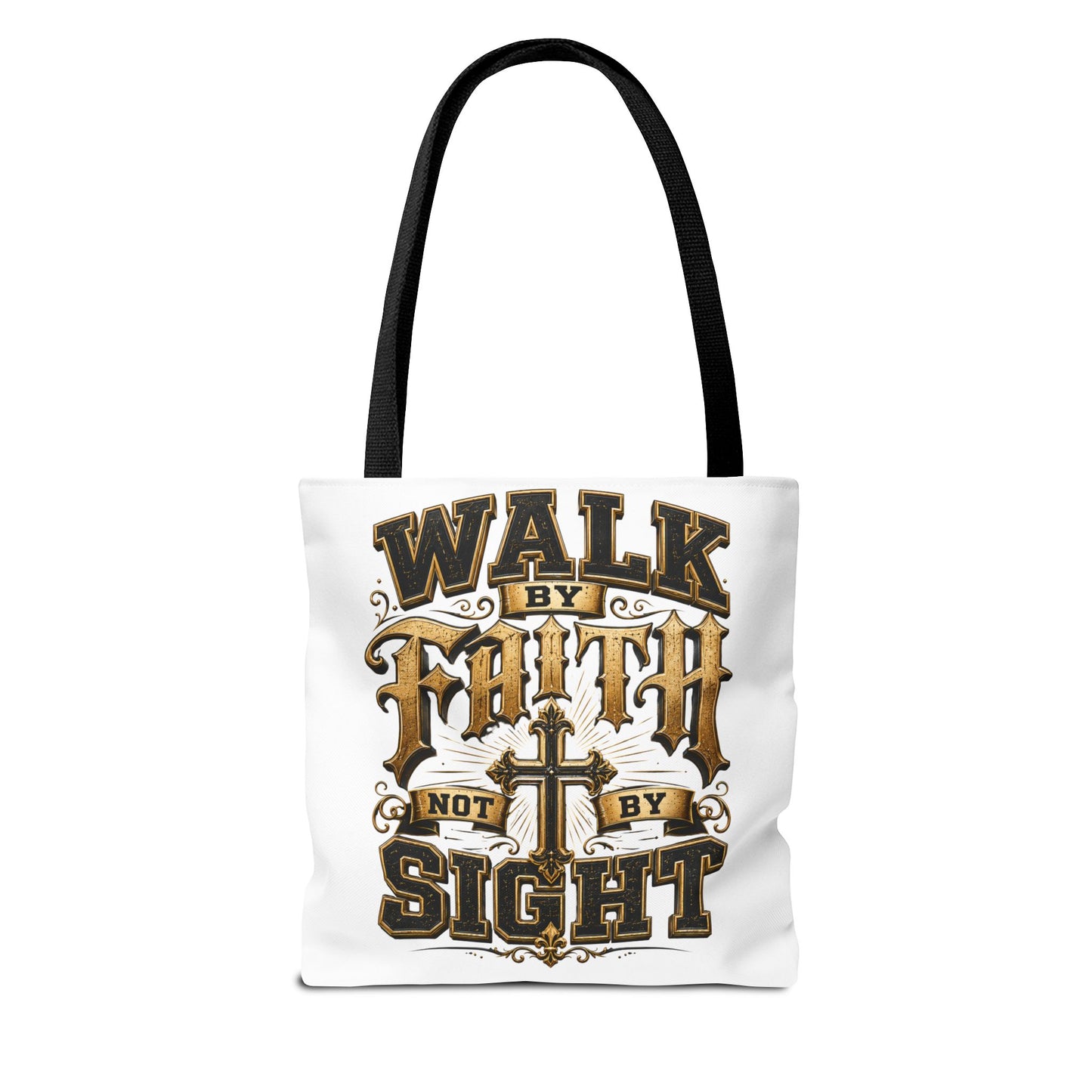 Walk by Faith Tote Bag — Christian Inspirational Cross Tote