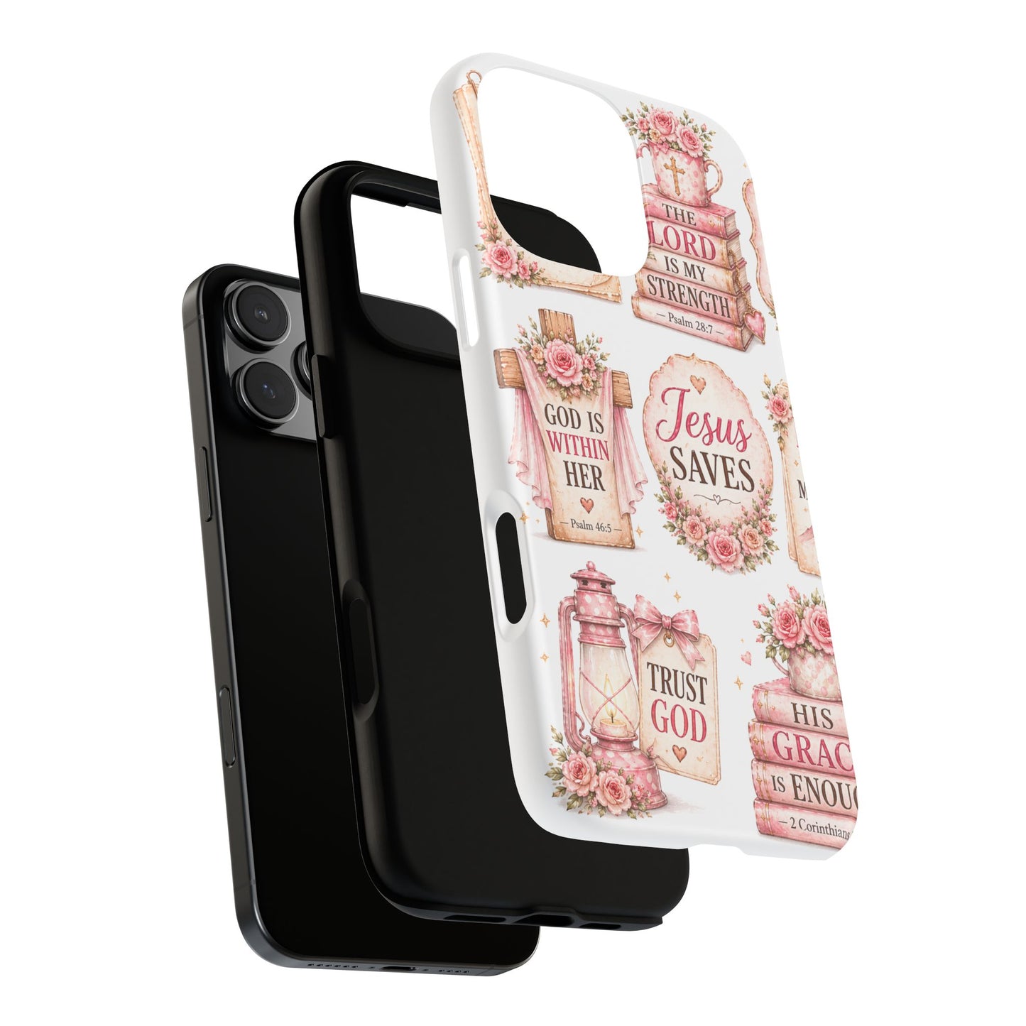 Faith Phone Case — 'Jesus Saves' Floral Christian Scripture iPhone Case