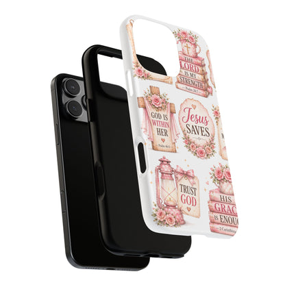 Faith Phone Case — 'Jesus Saves' Floral Christian Scripture iPhone Case