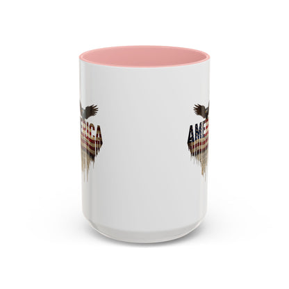 America Eagle Flag Accent Coffee Mug – Patriotic 11/15oz Ceramic